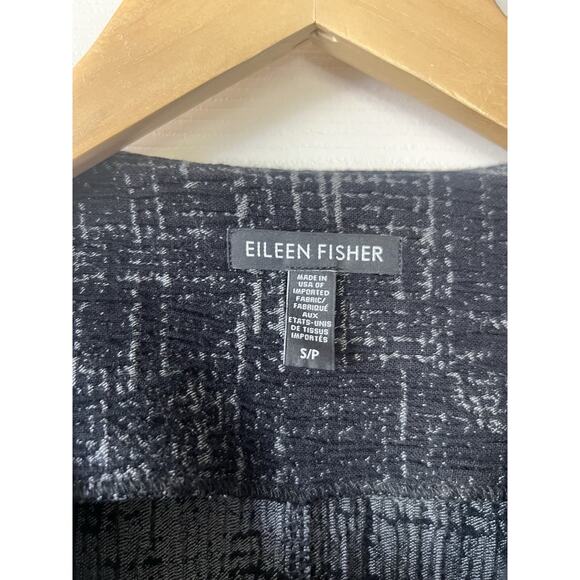 Eileen Fisher Organic Cotton Tencel Textured Open Jacket Small Black / Gray - Picture 4 of 7